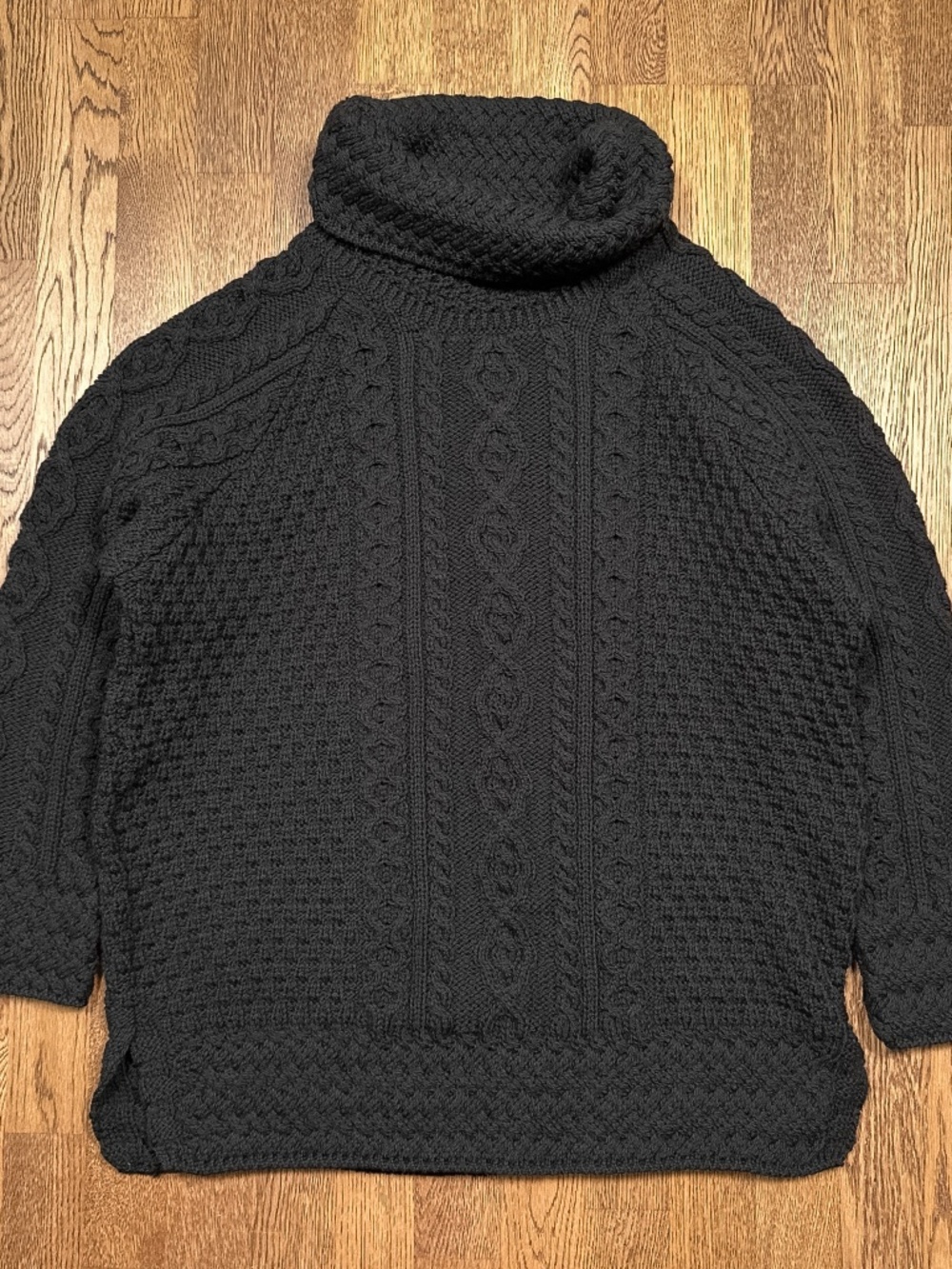 Aran Woollen Mills Ireland Merino Wool Black Long Turtleneck Sweater Womens 2XL